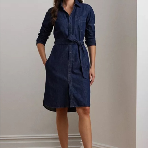 Lauren Ralph Lauren ladies belted denim shirt dress size XL - Picture 9 of 9